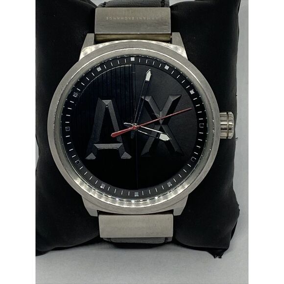 Armani Exchange AX1361 Men\'s Leather Analog Black Dial Quartz Wristwatch JK175 main image 11